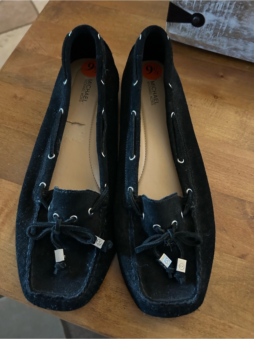 Michael Kors Black Suede Bow-Trim Loafers